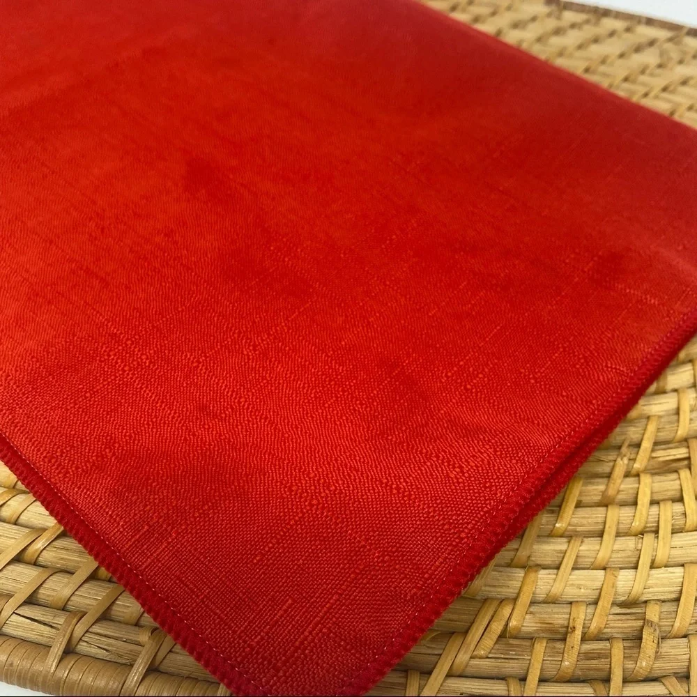 4-pc Vintage Red Linen Cloth Dinner Napkins
